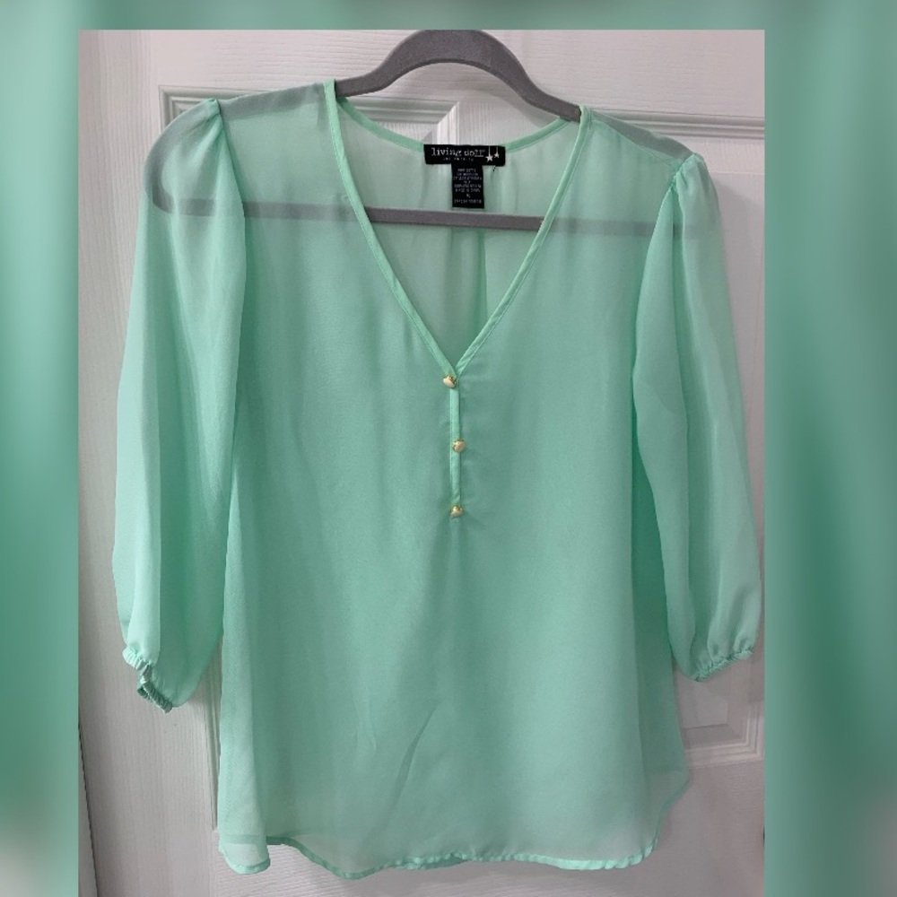 Sheer turquoise blouse
